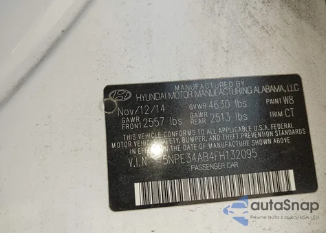 2015 Hyundai Sonata Limited 2.0T из США, поврежденный, VIN 5NPE34AB4FH132095